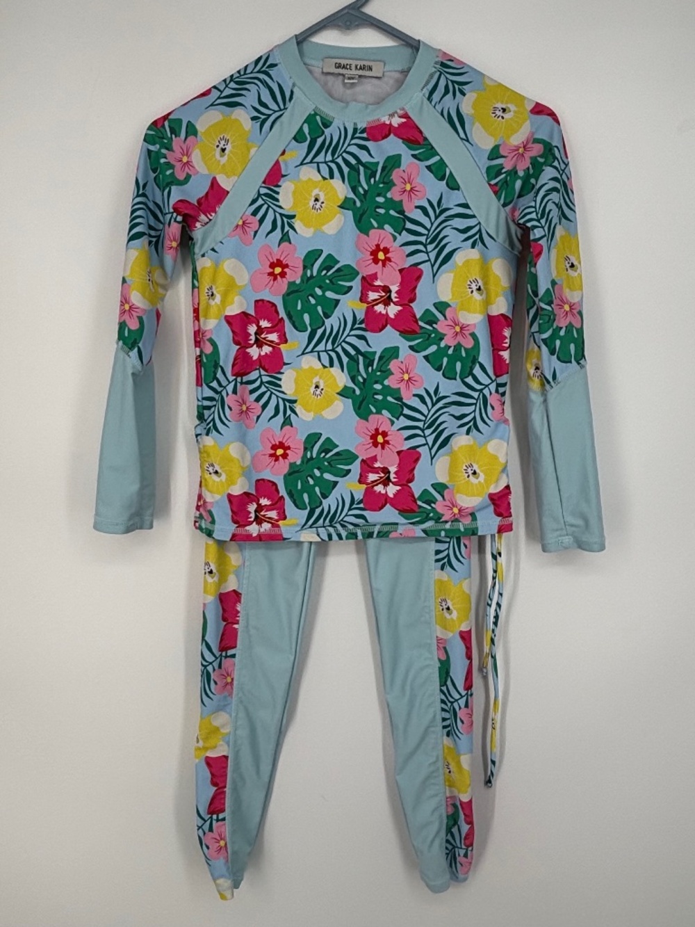 Grace Karin Girls Size 10 Years Two Piece Swim Set Long Sleeves Full Length Pant